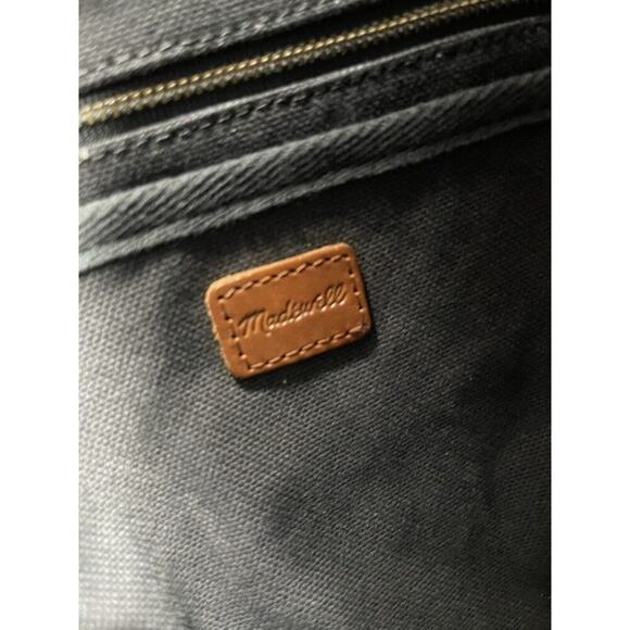 Madewell Black Navy Canvas Brown Leather Straps Backpack Bag Minimalist Boho - Picture 7 of 8